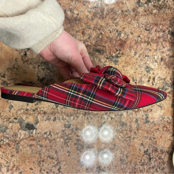 J. Crew Red Plaid Women's Mules - Picture 2 of 6